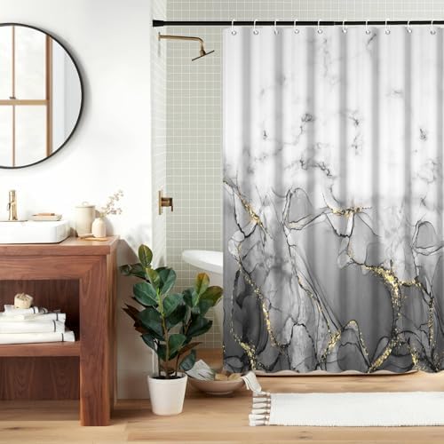 Gray Marble RV Stall Waterproof Shower Curtain 54x72 inches