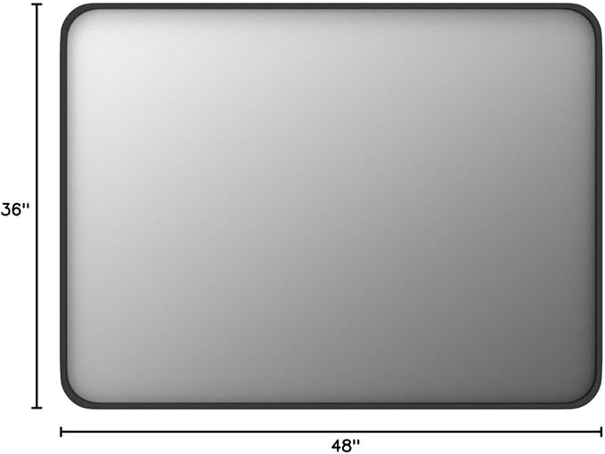 48x36 Inch Matte Black Bathroom Mirror for Wall | Metal Framed, Modern Rectangle Bathroom Vanity Mirror, Rounded Corner, Anti-rust, Shatter-Proof (Horizontal/ Vertical)