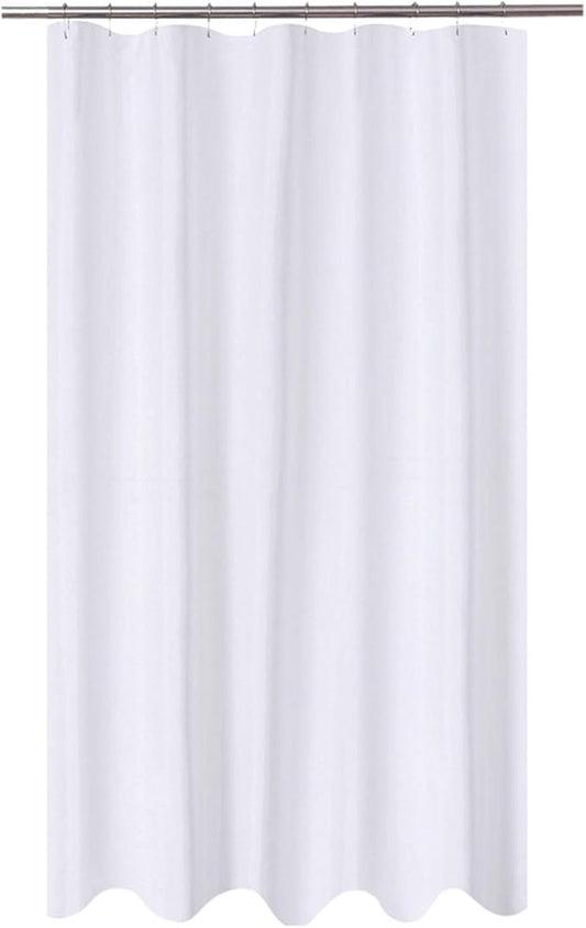 N&Y HOME Extra Long Stall Shower Curtain Liner Fabric 54 x 84 inch, Hotel Quality, Washable, Water Repellent, White Bathroom Curtains with Grommets, 54x84