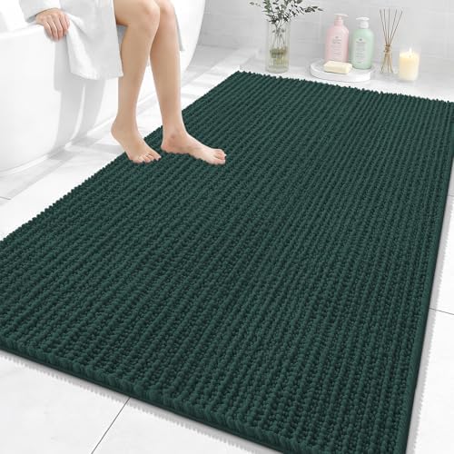 OLANLY Large Bathroom Rugs 59x35, Thick Soft Absorbent Chenille Bath Rugs