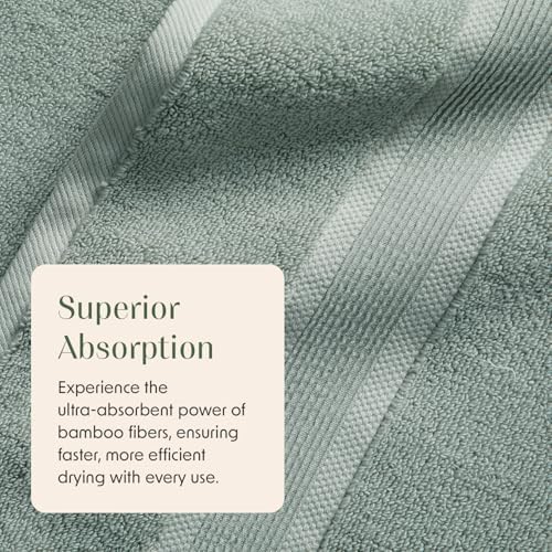 Springtree Home Luxury Bamboo Rayon Bath Towel Set | 6-Piece | Eucalyptus