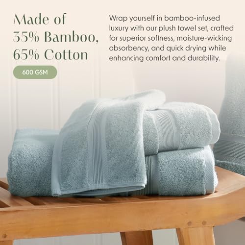 Luxury Bamboo Rayon Oversized Bath Towel Set | 2-Pack | Ultra Soft | Aegean