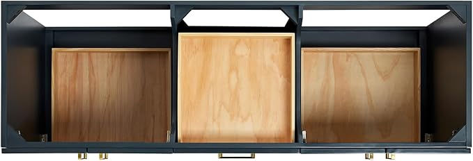 Emilia 66" Midnight Blue Double Bathroom Vanity with Sink, 1.5" Edge Pure White Quartz Countertop, Rectangular Undermount Sinks, 4 Soft Closing Doors, 6 Full Extension Dovetail Drawers