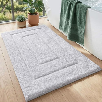 DEXI Bathroom Rugs 32x20, Non-Slip and Absorbent Bath Mat, White