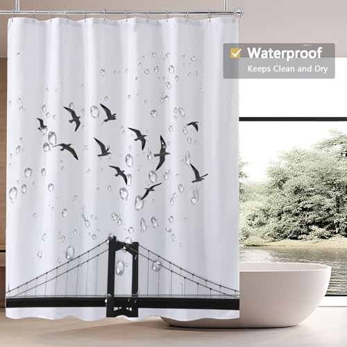 LLSCL Fabric Shower Curtain Liner with Magnets, Waterproof Hotel Quality, 72 x 72 Machine Washable
