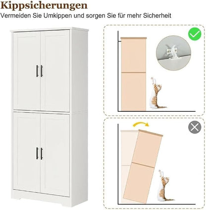 Garvee Kitchen Pantry Cabinet, 70 Inch Tall Storage Cabinet | with Doors and Adjustable Shelves, Freestanding Wooden Classic Cupboard for Living Room, Dining Room, Bathroom