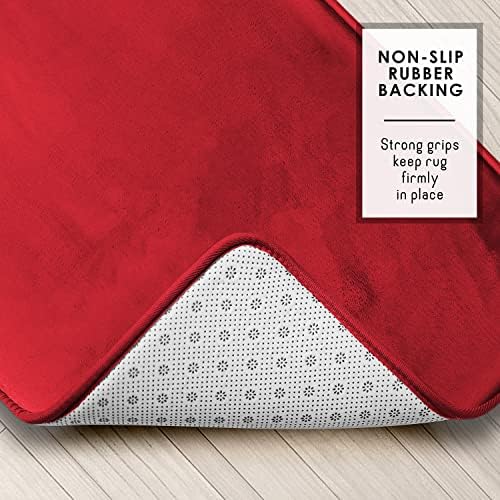 Clara Clark 3 Piece Bathroom Rugs Bath Mat Set, Velvet Memory Foam Bath Mats for Bathroom - Non-Slip, PVC Backing Bath Rugs, Washable - Dries Quickly, Burgundy