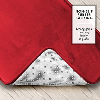 Clara Clark 3 Piece Bathroom Rugs Bath Mat Set, Velvet Memory Foam Bath Mats for Bathroom - Non-Slip, PVC Backing Bath Rugs, Washable - Dries Quickly, Burgundy