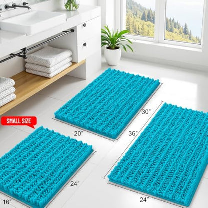 Smiry Bathroom Rugs 24X16, Extra Soft Rubber Backing Chenille Bath Mats