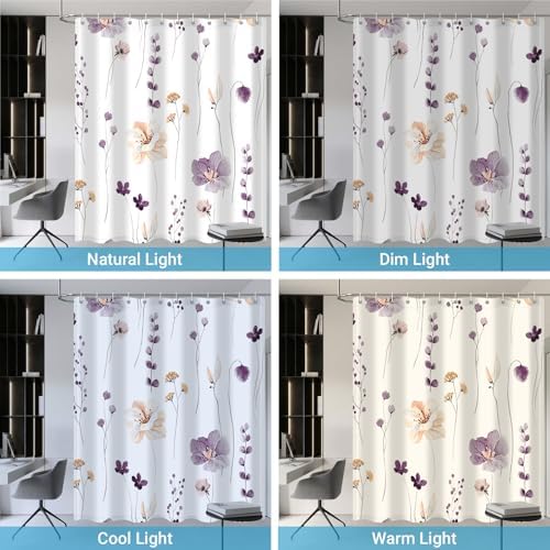 WITHLOC Floral Shower Curtains for Bathroom, Plum Flower, 72" W x 72" L