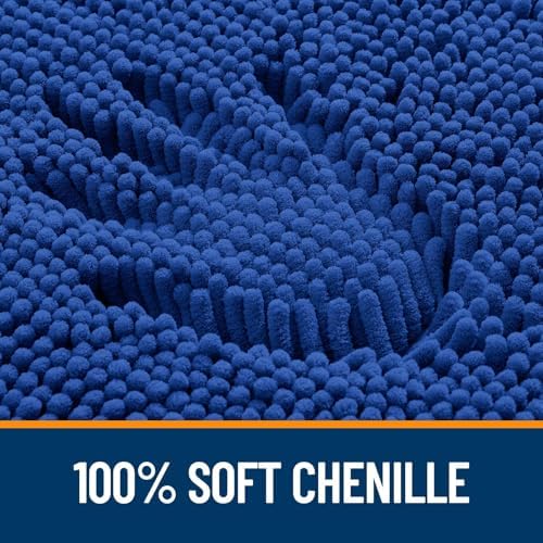 OLANLY Chenille Bathroom Rugs Mats Set 2 Piece, 47"x20"+24"x20", Royal Blue