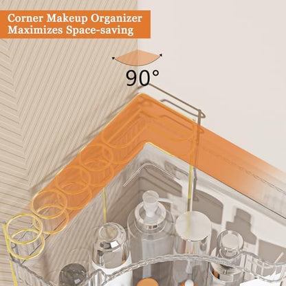 Webetop Corner Makeup Organizer 2 Tier Bathroom Storage with Brush Holder