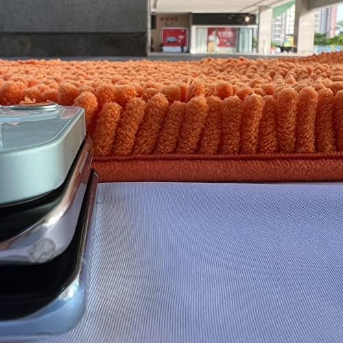Orange Bathroom Rugs 2 Pieces Bright Orange Bath Rugs Fall Shower Rugs with Small Rug Contour Toilet Mat Absorbent Chenille Plush Bath Mats Non Slip Bath Rugs Bathroom Floor Mats Bath Mat Set