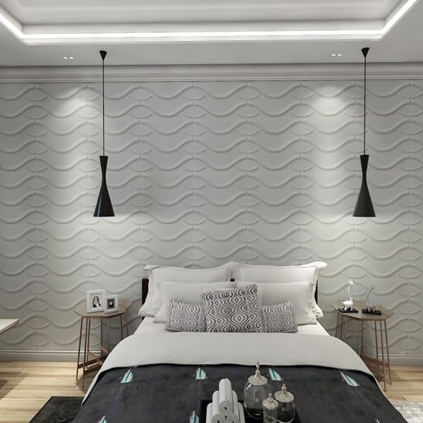 Art3d 19.7" x 19.7" (Pack of 12) Wall Panel Wave, Gray