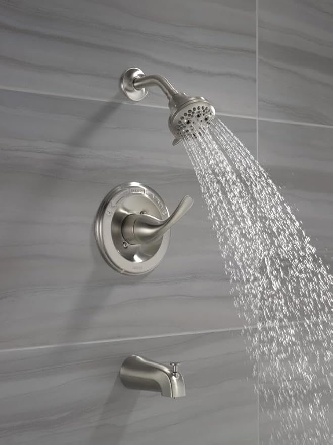 Delta Classic 13 Series 5-Setting Bathtub and Shower Faucet Set, Brushed Nickel Shower Head and Handle Set, Valve Trim Kit, Stainless T13220-SS (Valve Not Included)