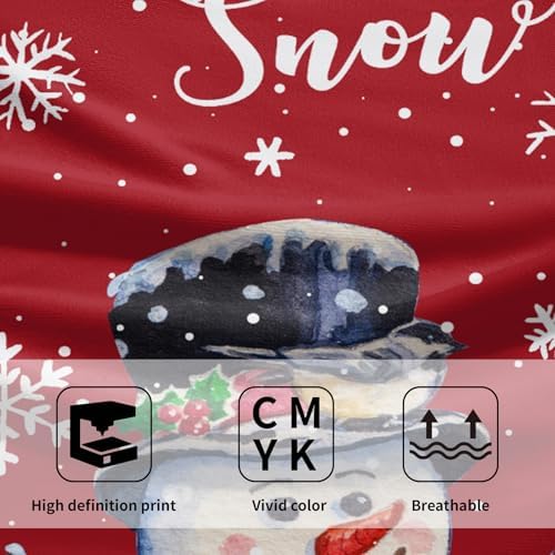 Red Christmas Hand Towels Set of 2, 28x14 Inch Winter Snowman Snow Xmas Absorbent Microfiber Soft Washcloths Guest Face Tea Towel for Kitchen Bathroom Home Hotel Gym Spa