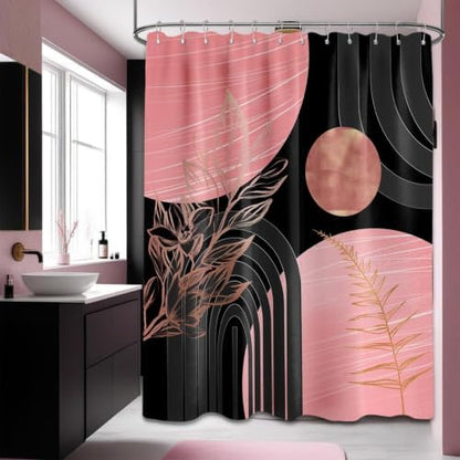 Pink and Black Extra Long Shower Curtain, Tall 72X78 in, Mid Century