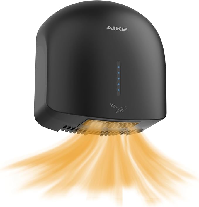 AIKE GentleAir Warm Hand Dryer,Low Noise for Home Bathroom,Midnight Black | GentleAir Warm Dry,Plug-in Easy Install and Low Noise Experience for Home Bathroom,Smart and Sophisticated ABS Look,AK2637