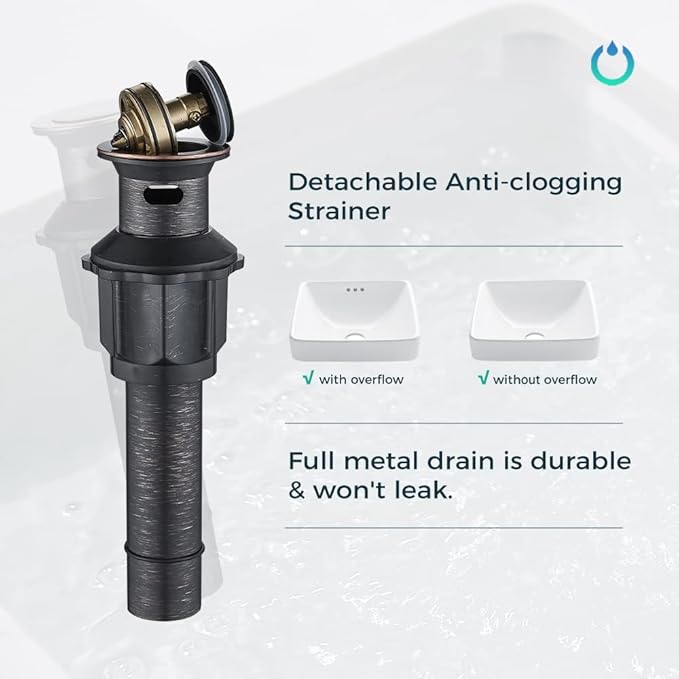 FORIOUS Oil Rubbed Bronze Bathroom Faucet Single Hole, Single Handle Waterfall Bathroom Sink Faucet 1 or 3 Hole with Metal Pop Up Drain and Hose for Vanity RV Restroom