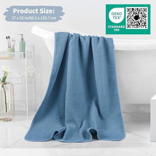 Microfiber Waffle Bath Towels, 4 Pieces, Soft, Absorbent, Fast Drying, Lint Free 430 GSM (27''x55''/68.58 cm x139.7 cm)