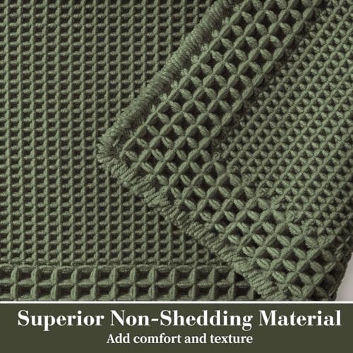 RESARE Waffle Bath Mat for Bathroom, Non Slip Bathroom Rugs 18"x30" Green