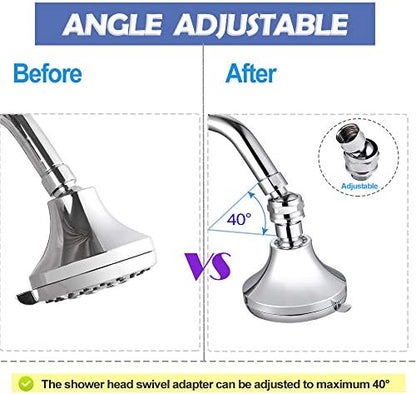 Shower Head Swivel Ball Adapter Brass Adjustable Shower Arm Connector Universal Showering Component Shower Arm Extension, Polished Chrome
