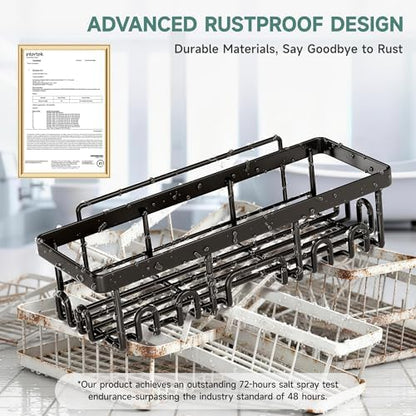 Veken Shower Caddy 6-Pack, Bathroom Organizers and Storage Shelves, Black