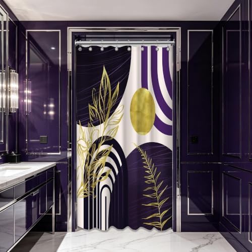 Dark Purple and Gold Stall Shower Curtain, 48X72 in Narrow Small