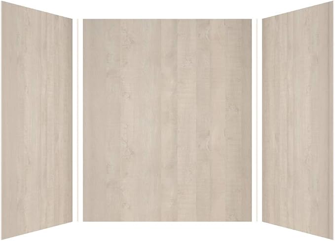 Transolid EWK606072-45 Expressions 3-Panel Shower Wall Kit, 60-in L x 60-in W x 72-in H, Bleached Oak