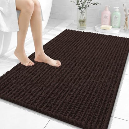 OLANLY Large Bathroom Rugs 40x32, Thick Soft Absorbent Chenille Bath Rugs
