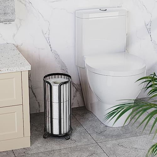 Toilet Paper Holder Stand, Freestanding Toilet Paper Storage,2 Pack,Black