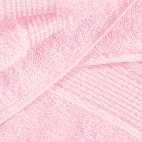 Belizzi Home Ultra Soft 6 Pack Cotton Towel Set, Contains 2 Bath Towels 28x55 inch, 2 Hand Towels 16x24 inch & 2 Wash Coths 12x12 inch, Ideal Everyday use, Compact & Lightweight - Pink