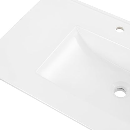 JONATHAN Y SNK1003A Ancillary 3-Hole 36 in. W x 18.25 in. D Classic Contemporary Rectangular Ceramic Single Sink Basin Vanity Top, White