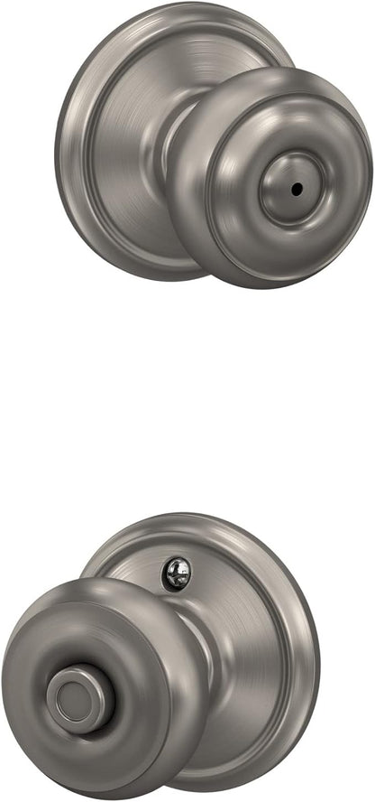 SCHLAGE F40 GEO 619 Georgian Door Knob, Bed & Bath Privacy Lock, Satin Nickel (Pack of 4)