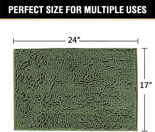 H.VERSAILTEX Bath Mat Bathroom Rug Bath Rugs for Bathroom Non Slip Bath Mats Extra Thick Chenille Rug 17" x 24" Absorbent Soft Shaggy Washable Dry Fast Plush Rugs for Bathtubs - Loden
