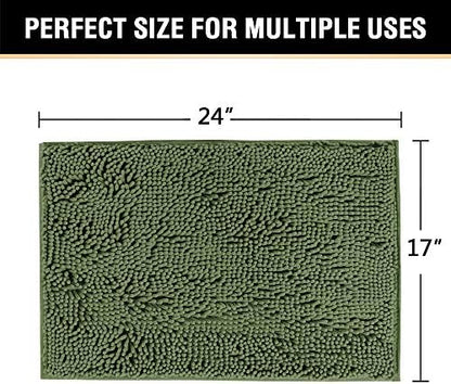 H.VERSAILTEX Bath Mat Bathroom Rug Bath Rugs for Bathroom Non Slip Bath Mats Extra Thick Chenille Rug 17" x 24" Absorbent Soft Shaggy Washable Dry Fast Plush Rugs for Bathtubs - Loden