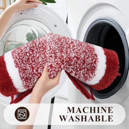 Pauwer 3 Piece Bathroom Rug Set, Non Slip Washable Bath Mat, Red