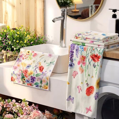 Moukeren Wildflower Bath Towel Set of 3, Floral Bathroom Decor