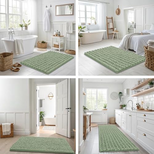 Smiry Bathroom Rugs 59X35, Extra Soft Rubber Backing Chenille Bath Mats
