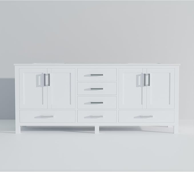 Jacques 84 in. W x 22 in. D White Double Bath Vanity and White Quartz Top