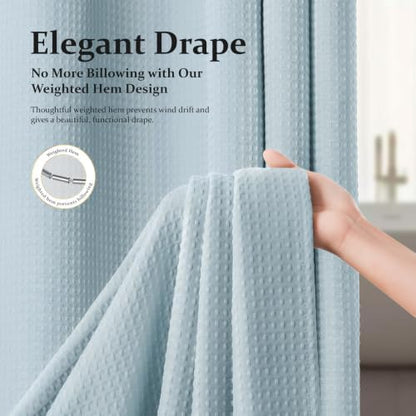 Dynamene Stall Waffle Shower Curtain 256 GSM Heavy Fabric 54x72 Fog Blue