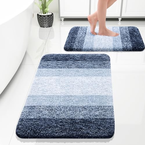 OLANLY Micorfiber Bathroom Rug Set 2 Piece, 30"x20"+24"x16"