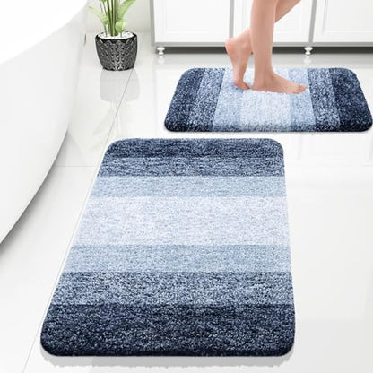 OLANLY Micorfiber Bathroom Rug Set 2 Piece, 30"x20"+24"x16"