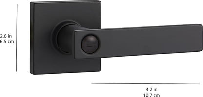 Amazon Basics Bedroom/Bathroom Contemporary Stamford Door Levers, 65mm Dia x 107mm L, Interior Privacy, Matte Black, (Pack of 12)