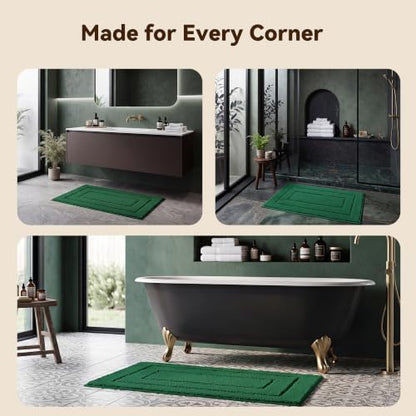 GRANNY SAYS Green Bathroom Rug 20" x 32", Non-Slip Microfiber Bath Mat