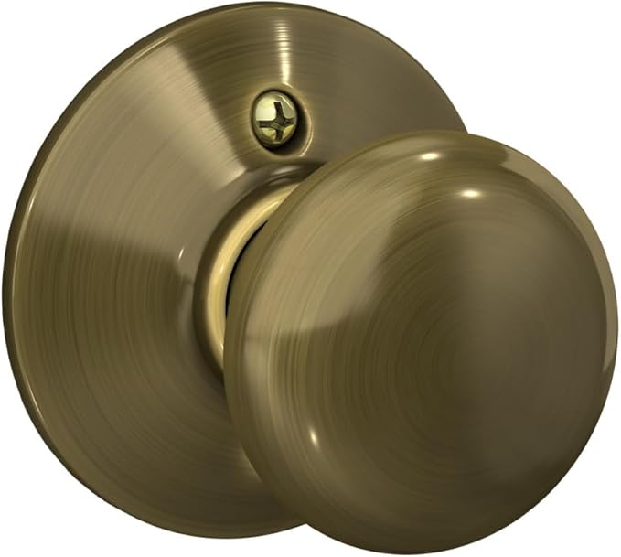 SCHLAGE F10 PLY 609 16-080 10-027 Plymouth Hall and Closet Knob, Antique Brass