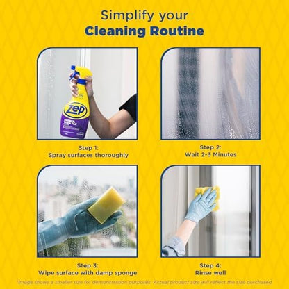 Zep Shower, Tub and Tile Cleaner - 1 Gallon (Case of 4) ZUSTT128 - No Scrub Pro Formula with Acid, Breaks Up Tough Buildup on Contact, Revealing Squeaky Clean Results