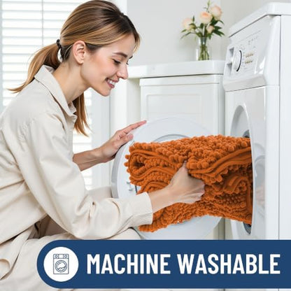 Smiry Bathroom Rugs 30X20, Extra Soft Rubber Backing Chenille Bath Mats