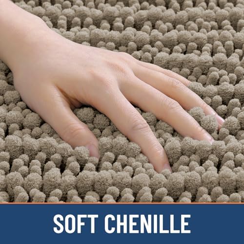 Smiry Bathroom Rugs 44X24, Extra Soft Rubber Backing Chenille Bath Mats