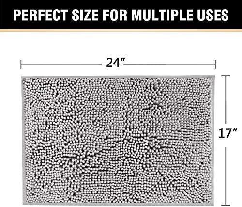 H.VERSAILTEX Bath Mat Bathroom Rug Bath Rugs for Bathroom Non Slip Bath Mats Extra Thick Chenille Rug 17" x 24" Absorbent Soft Shaggy Washable Dry Fast Plush Rugs for Bathtubs - Dark Grey
